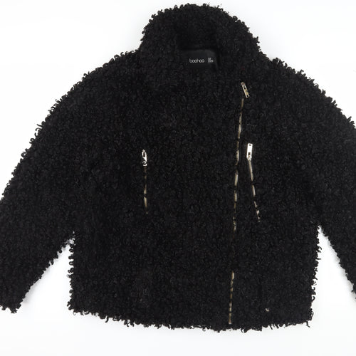 Boohoo Women's Black Biker Jacket Size 10, Winter Classic