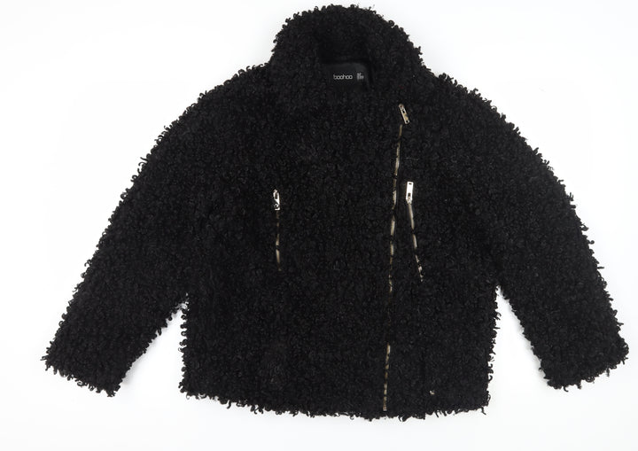 Boohoo Women's Black Biker Jacket Size 10, Winter Classic