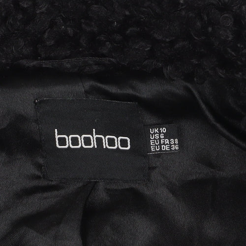 Boohoo Women's Black Biker Jacket Size 10, Winter Classic