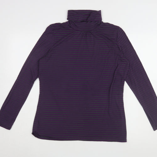 Redoute Création Women's Purple Striped Roll Neck T-Shirt