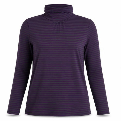 Redoute Création Women's Purple Striped Roll Neck T-Shirt