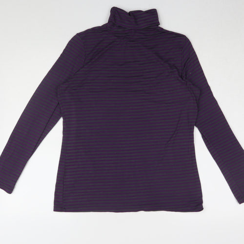 Redoute Création Women's Purple Striped Roll Neck T-Shirt