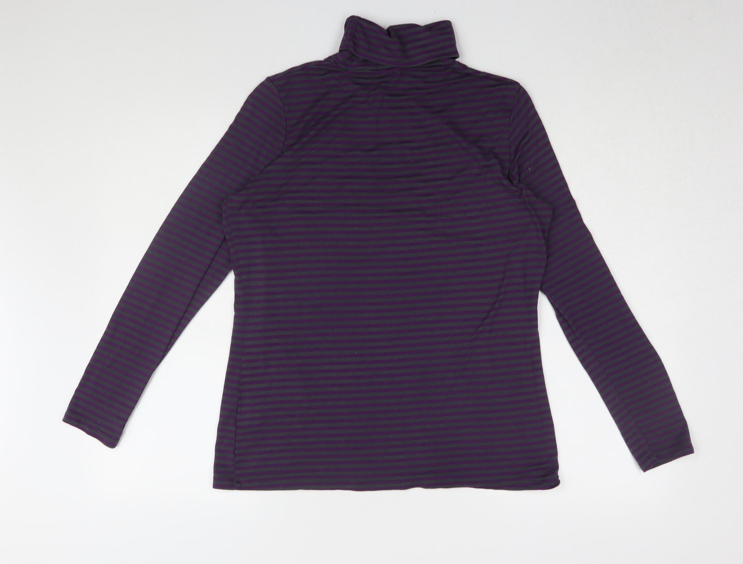 Redoute Création Women's Purple Striped Roll Neck T-Shirt