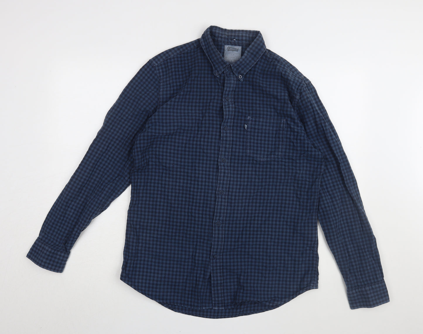 Levi's Men's Blue Check Long Sleeve Shirt L