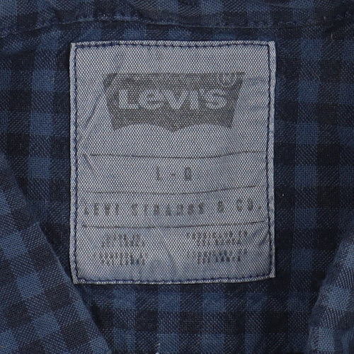 Levi's Men's Blue Check Long Sleeve Shirt L