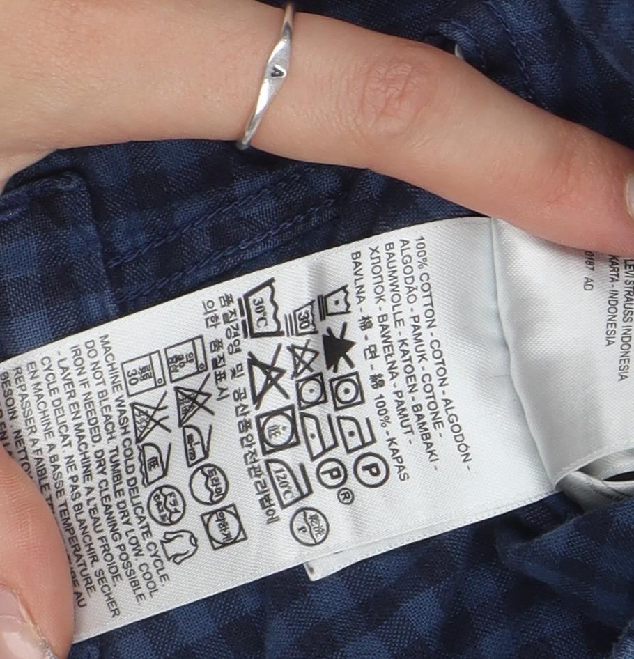 Levi's Men's Blue Check Long Sleeve Shirt L