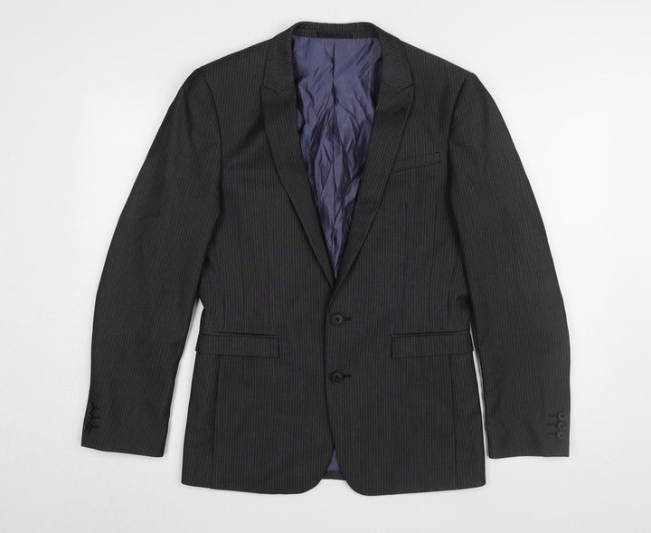 Next Men's Grey Blazer, 36S, Striped