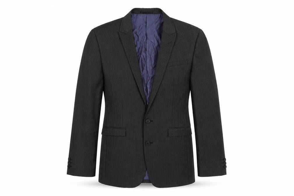 Front view of Next Men's Grey Blazer, 36S, Striped