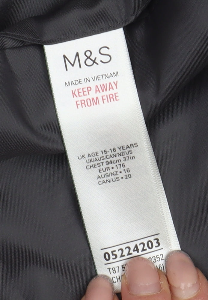 Marks and Spencer Boys Black Suit Jacket 16 Years