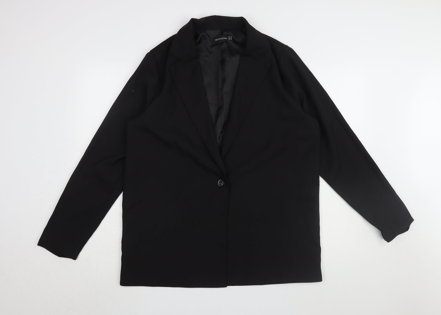 PrettyLittleThing Women's Black Blazer UK 12 Notch Lapel