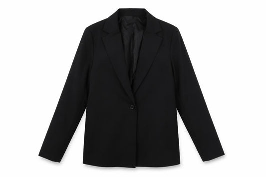 Front view of PRETTYLITTLETHING Women's Black Blazer UK 12 Notch Lapel