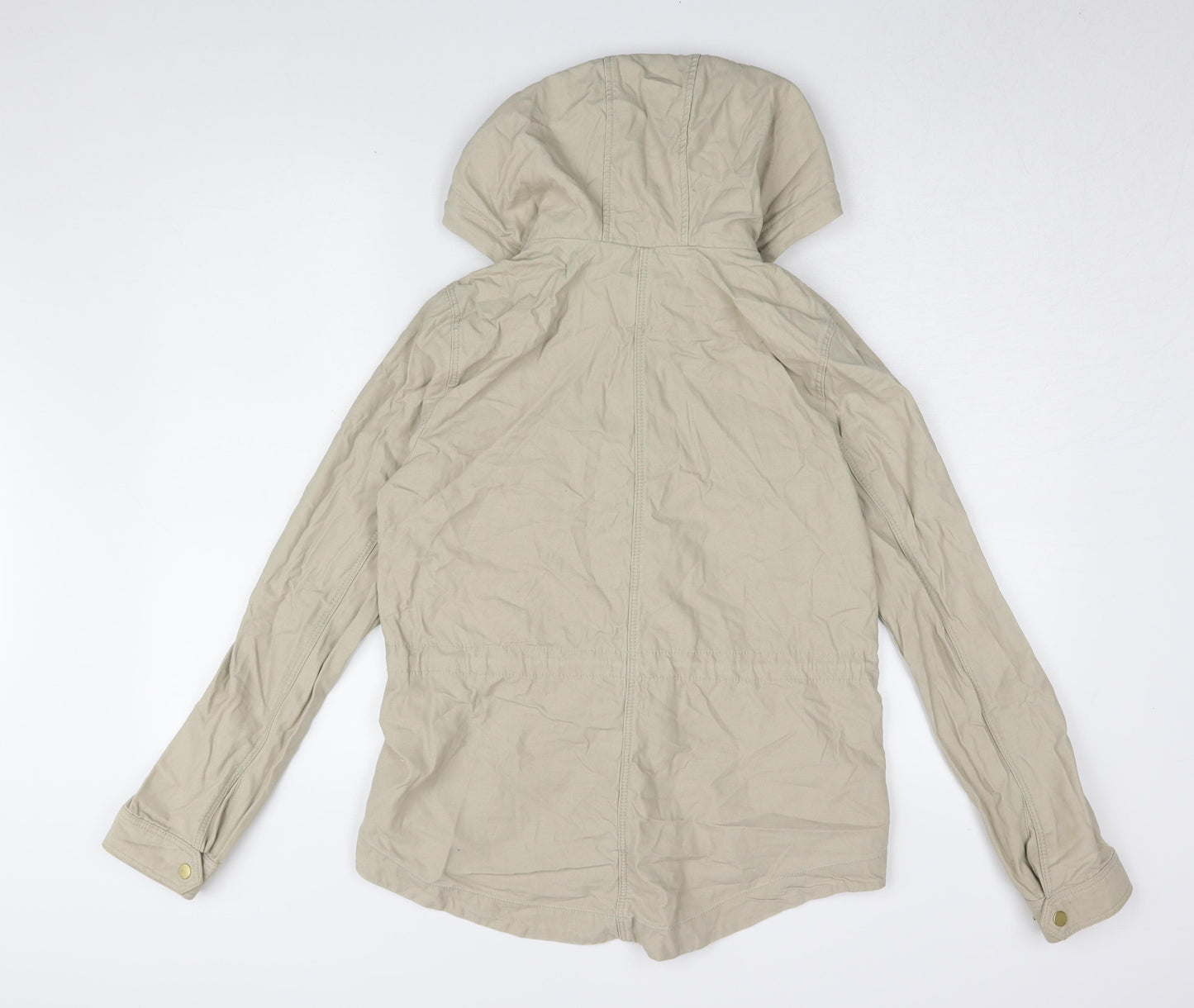 H&M Women's Beige Anorak Jacket Size 12 with Hood