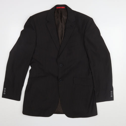 Burton Men's Black Pinstripe Blazer, Size 38R, Regular Fit