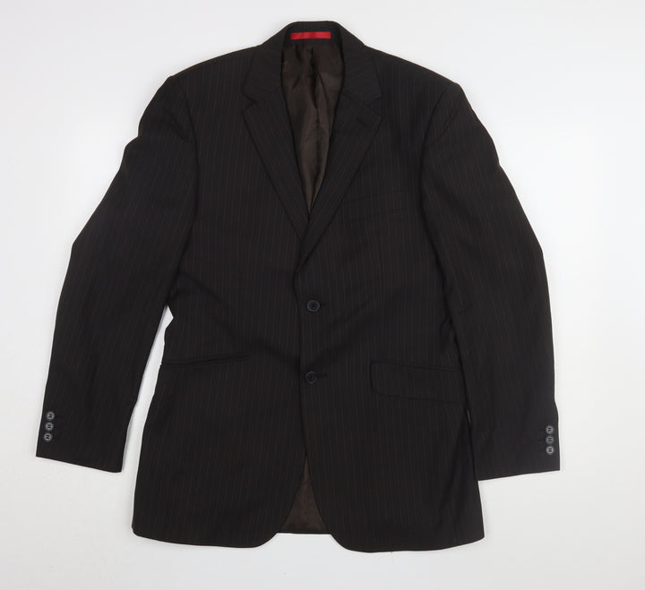 Burton Men's Black Pinstripe Blazer, Size 38R, Regular Fit