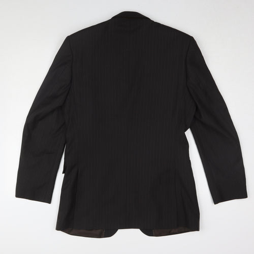 Burton Men's Black Pinstripe Blazer, Size 38R, Regular Fit