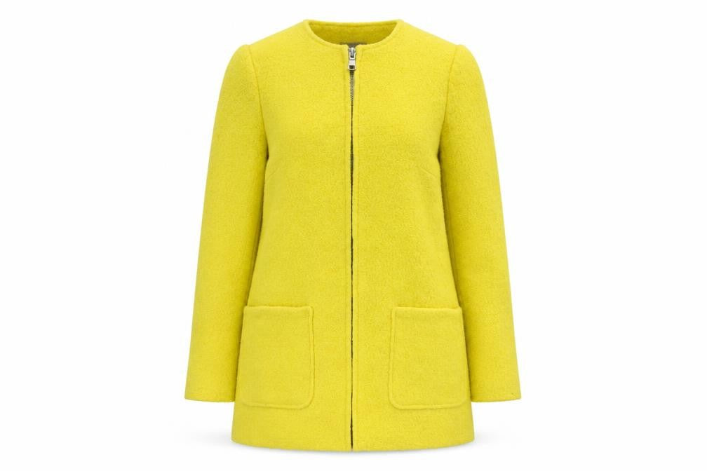 Front view of New Look Women's Yellow Wool Blend Coat, size 10
