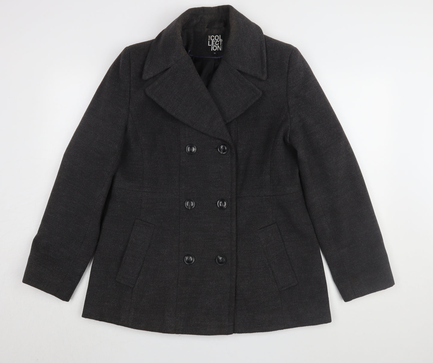 Debenhams Women's Black Wool Blend Pea Coat Size 14