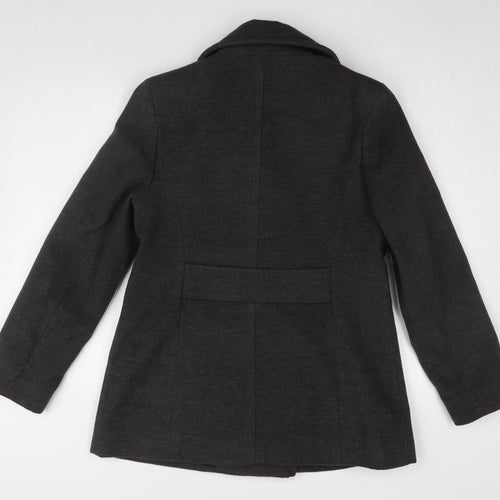Debenhams Women's Black Wool Blend Pea Coat Size 14