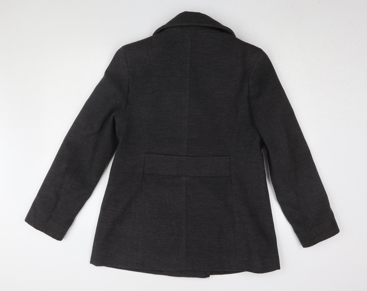Debenhams Women's Black Wool Blend Pea Coat Size 14