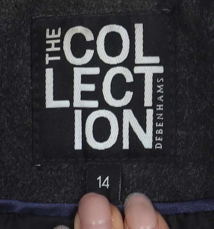 Debenhams Women's Black Wool Blend Pea Coat Size 14