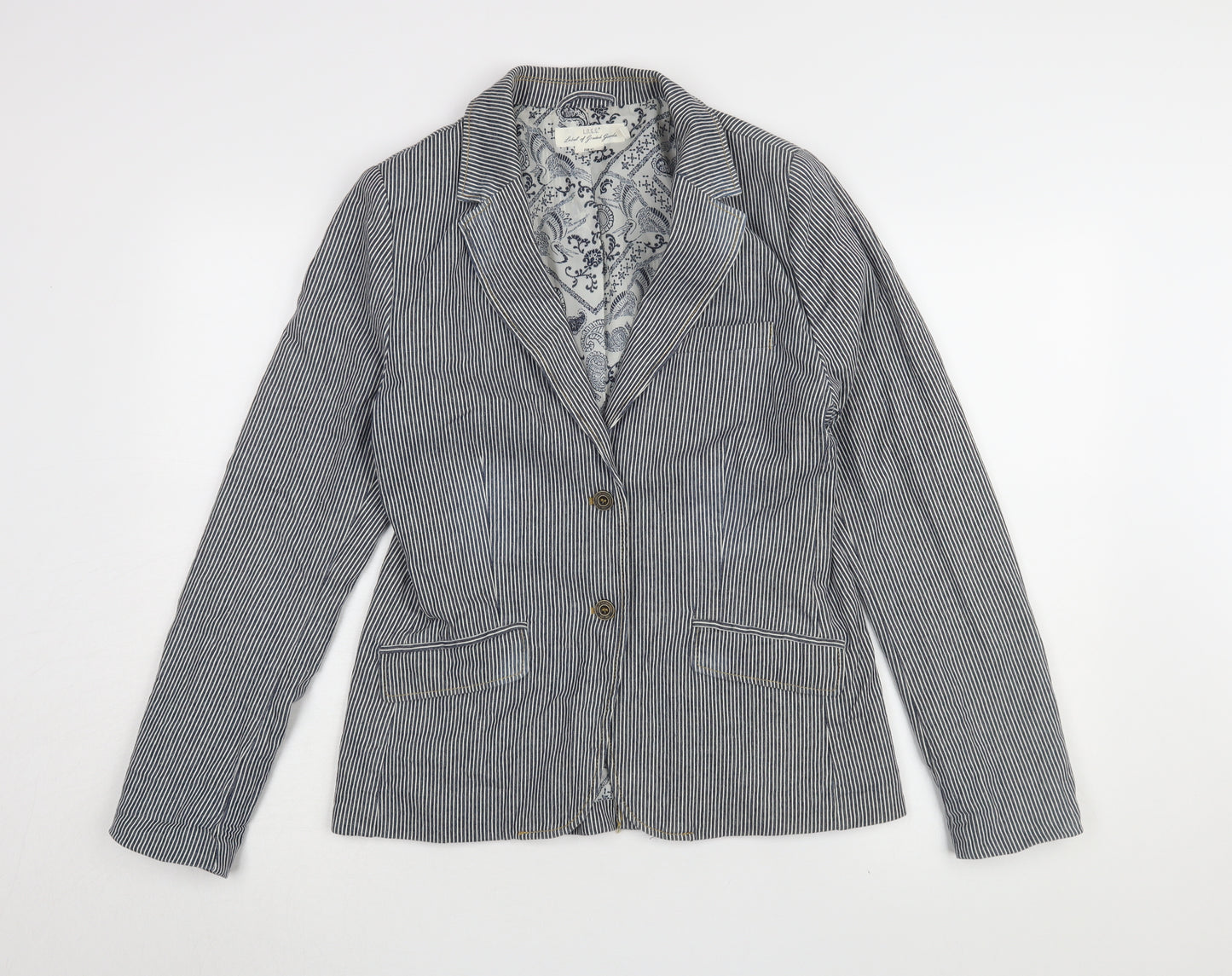 H&M Women's Blue Striped Blazer, Size 14, Lined