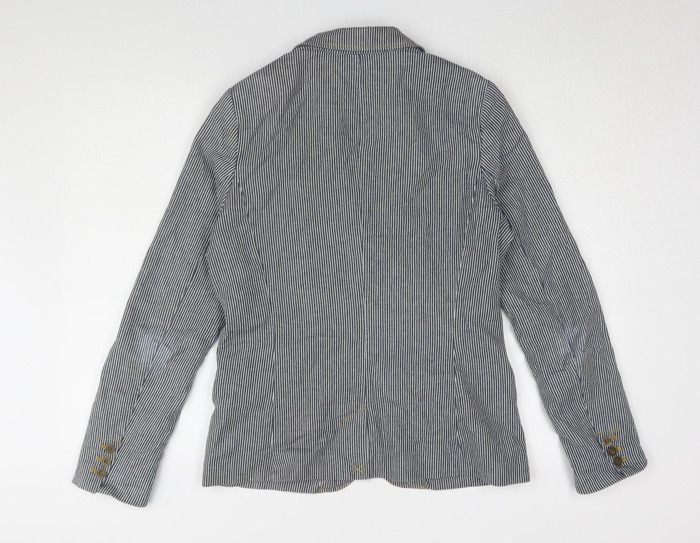H&M Women's Blue Striped Blazer, Size 14, Lined
