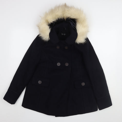 Topshop Women's Black Hooded Parka Coat Size 6