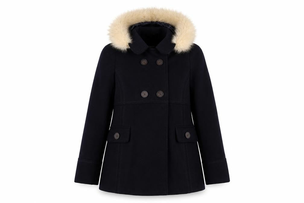 Front view of Topshop Women's Black Hooded Parka Coat, size 6