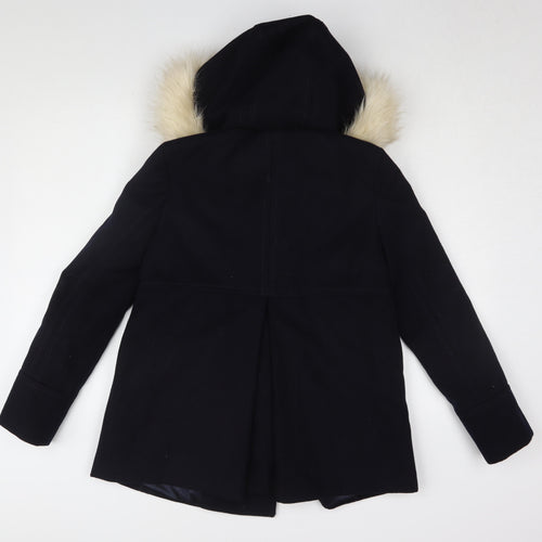 Topshop Women's Black Hooded Parka Coat Size 6