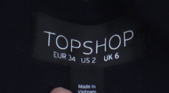 Topshop Women's Black Hooded Parka Coat Size 6