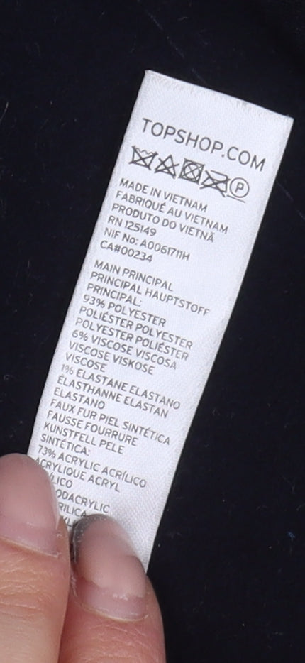 Topshop Women's Black Hooded Parka Coat Size 6