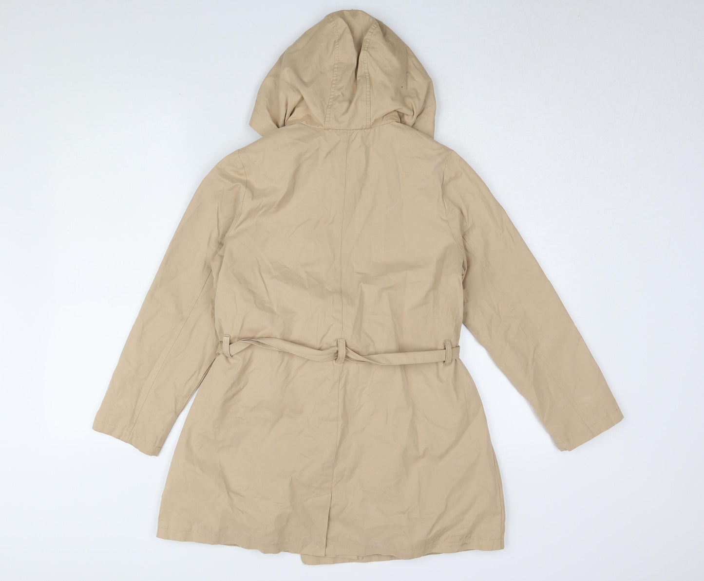 Vertbaudet Girls Beige 12 Years Hooded Trench Coat
