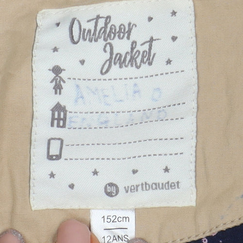 Vertbaudet Girls Beige 12 Years Hooded Trench Coat