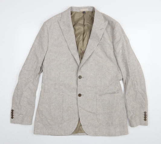 Marks and Spencer Men's Beige Check Blazer 42L