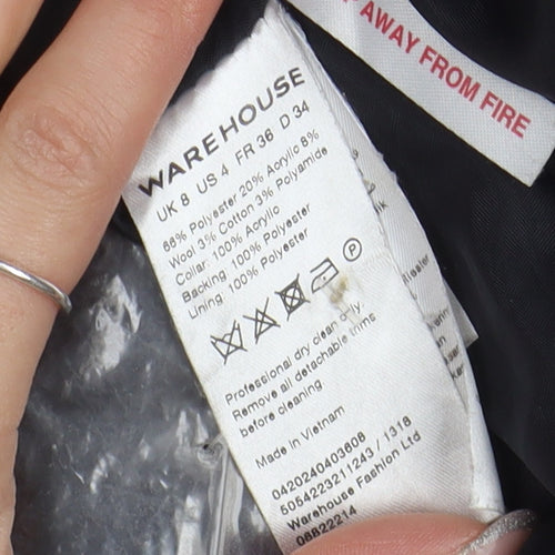 Warehouse Women's Grey Herringbone Pea Coat Size 8