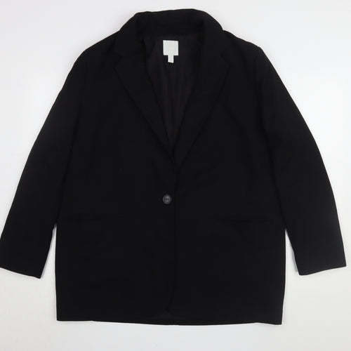 H&M Women's Black Blazer - Lined, Size L, Business