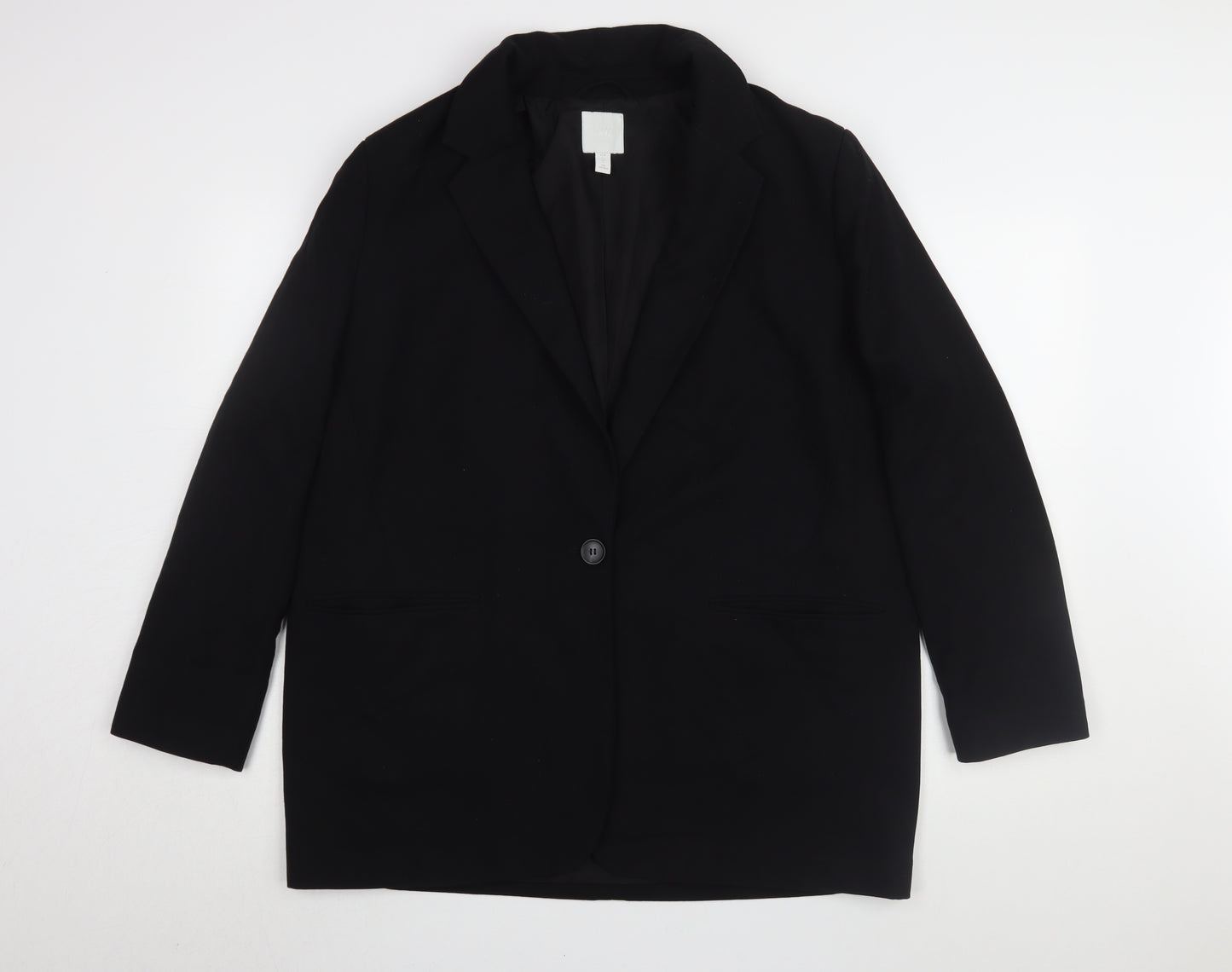 H&M Women's Black Blazer - Lined, Size L, Business
