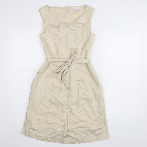 H&M Women's Beige A-Line Knee Length Dress Size 6