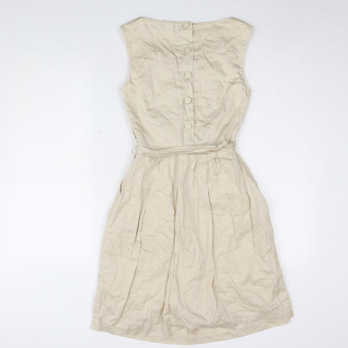 H&M Women's Beige A-Line Knee Length Dress Size 6