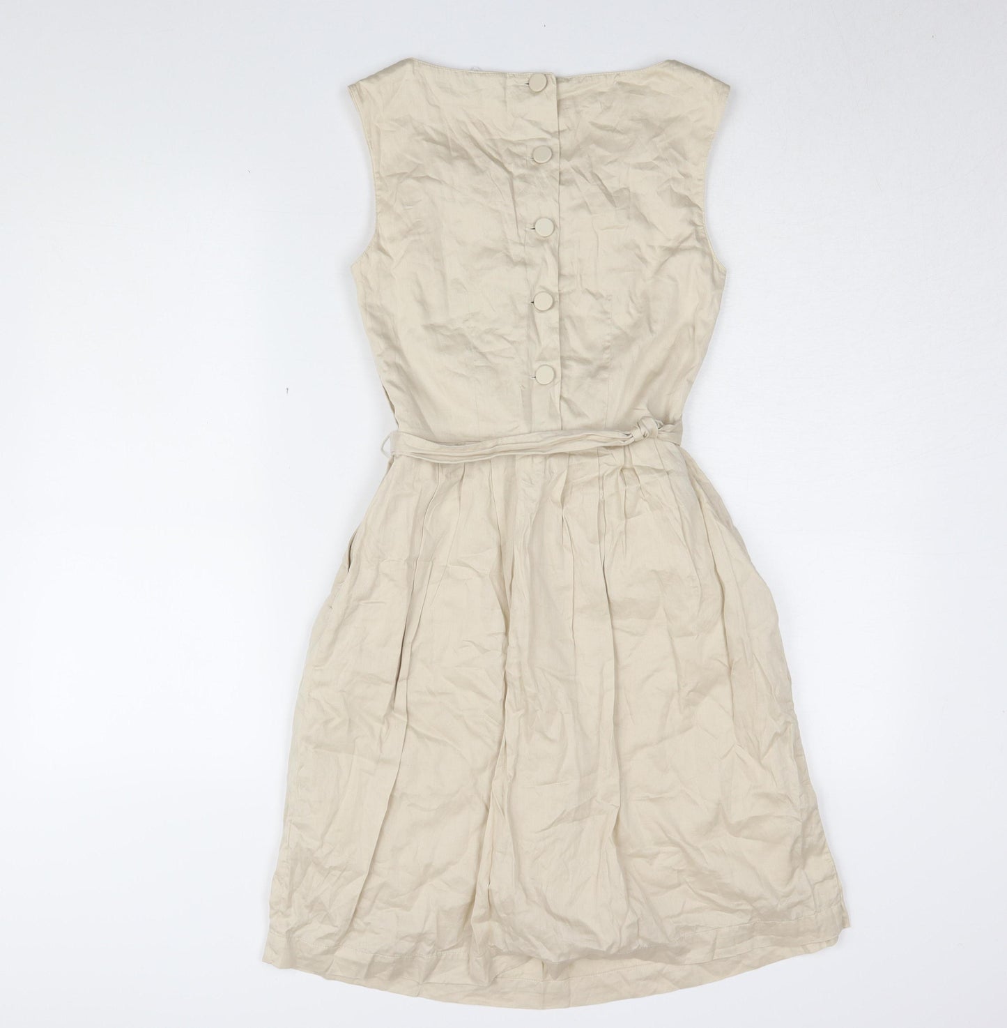 H&M Women's Beige A-Line Knee Length Dress Size 6