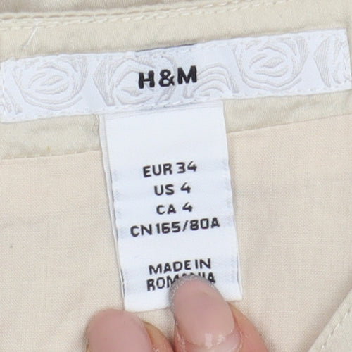 H&M Women's Beige A-Line Knee Length Dress Size 6
