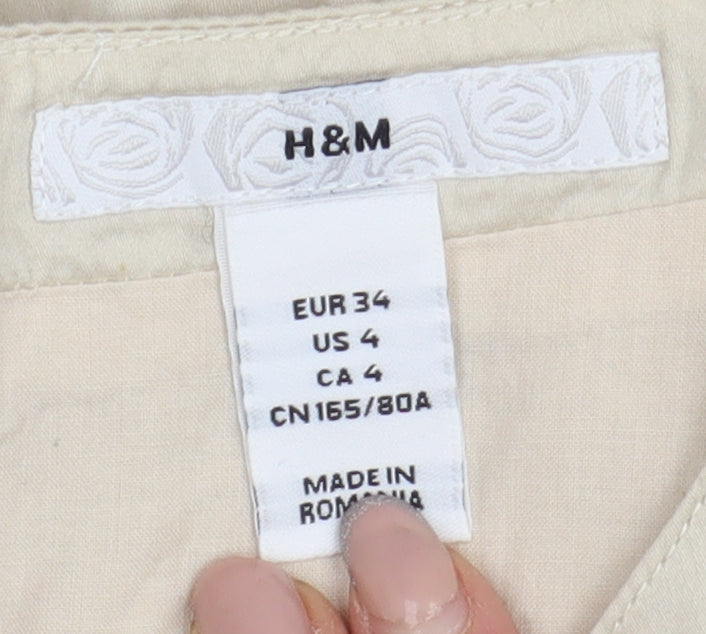 H&M Women's Beige A-Line Knee Length Dress Size 6