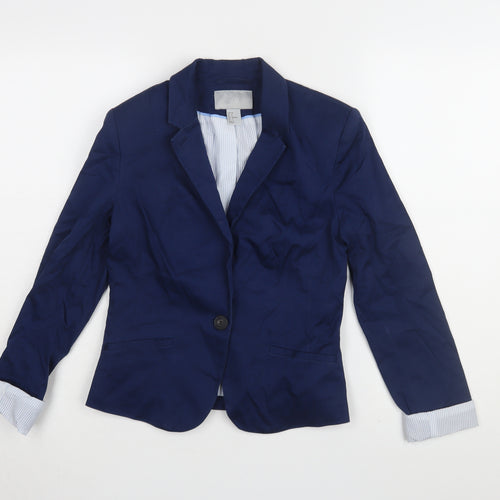 H&M Women's Blue Suit Jacket Size 8 Classic Fit