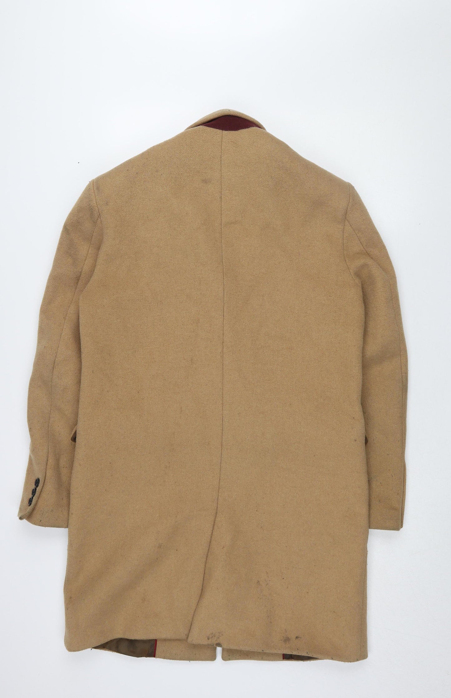 Topman Men's Beige Wool-Blend Coat, Size S