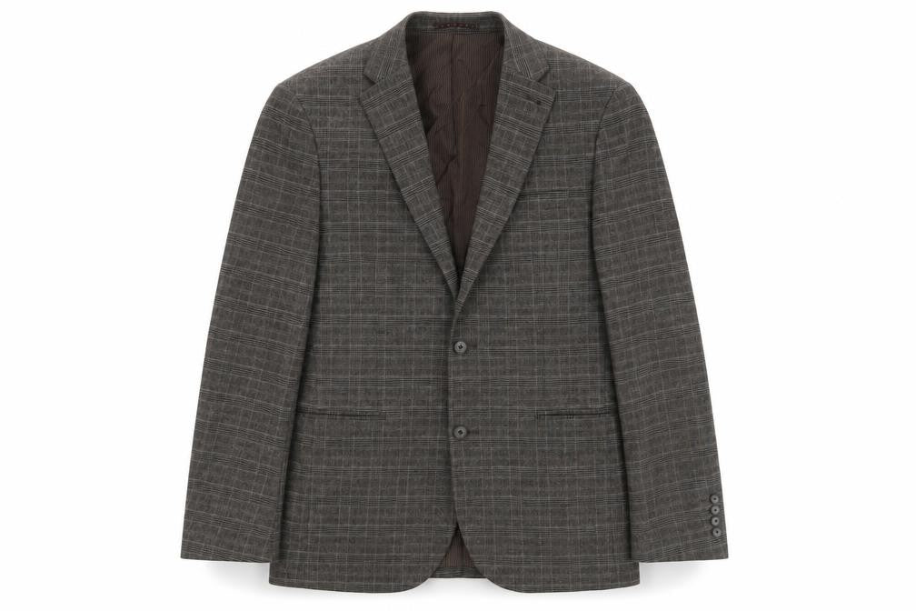 Front view of Next Men's Brown Check Blazer -, size 38R, - Formal