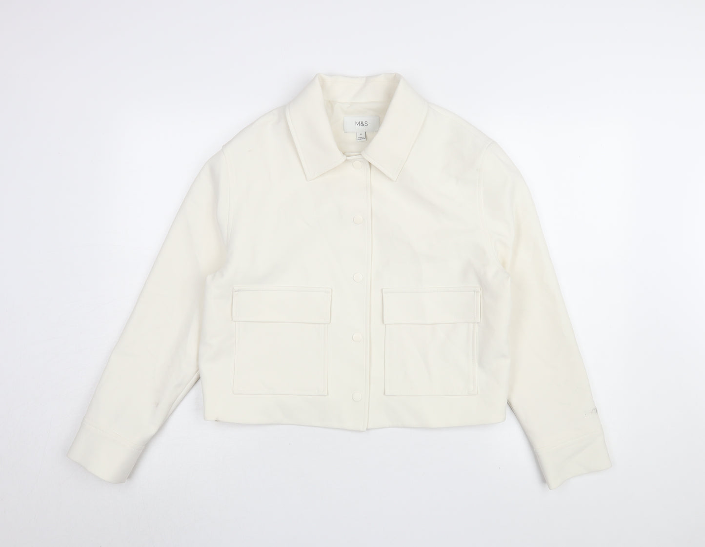 Marks and Spencer Women's White Cropped Jacket, Size 12
