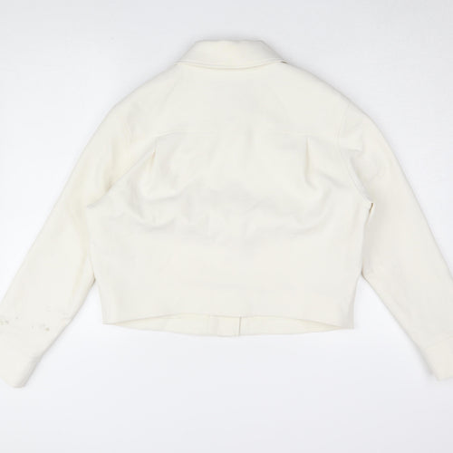 Marks and Spencer Women's White Cropped Jacket, Size 12