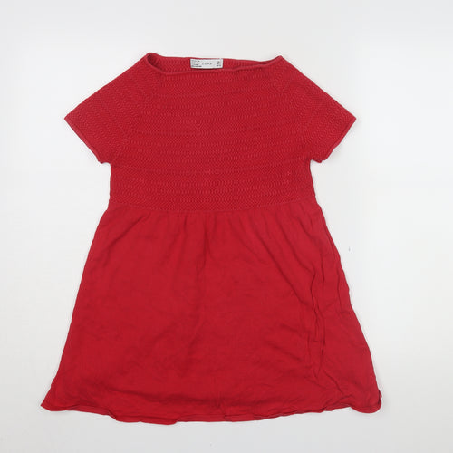 Zara Women's Red Short Sleeve Top, L, Solid