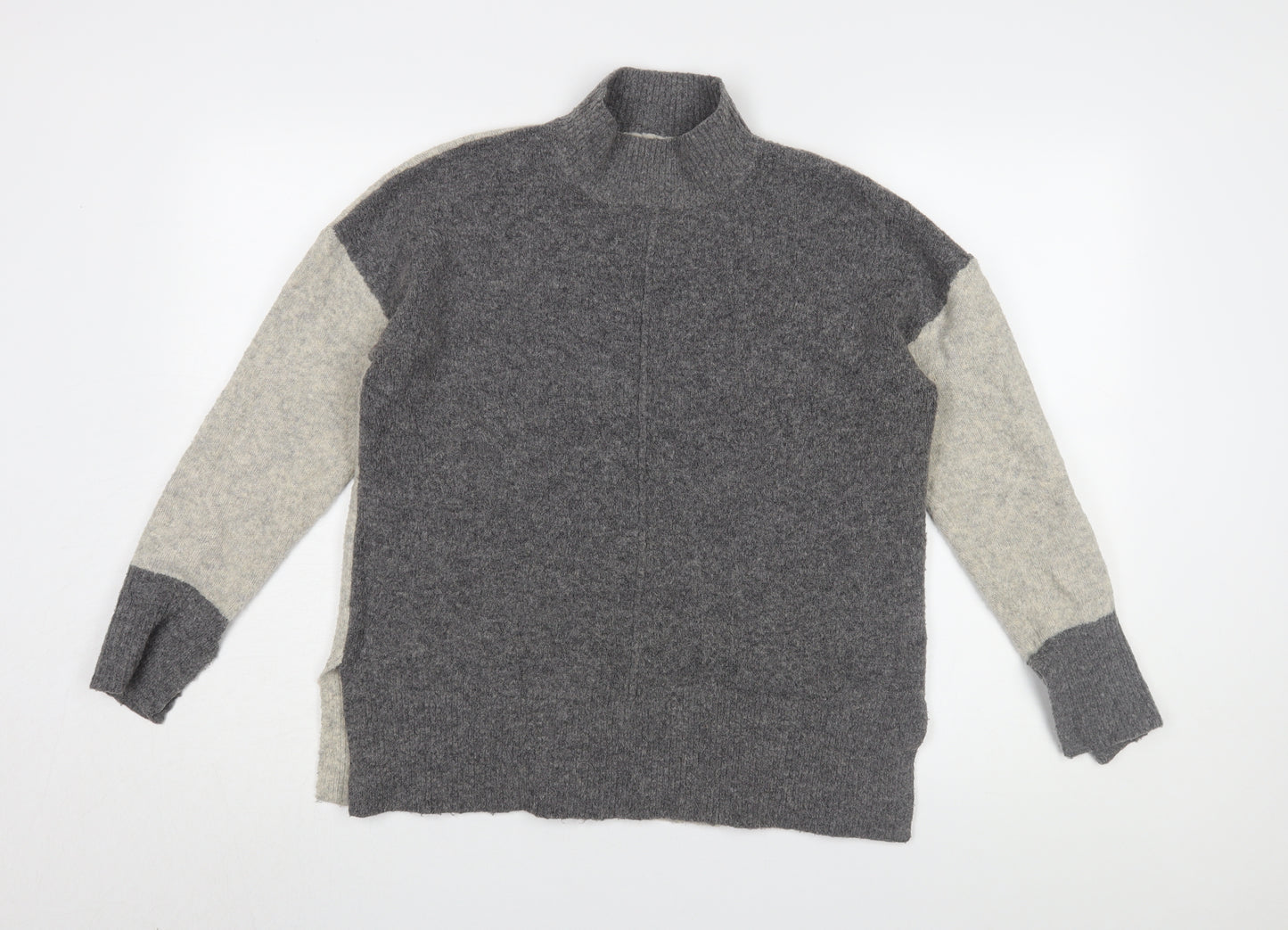 Marks and Spencer Women's Grey Mock Neck Jumper (M)