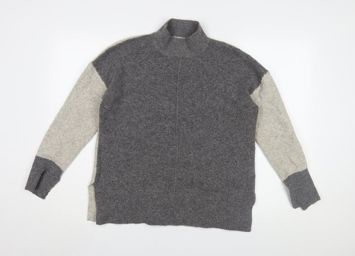 Marks and Spencer Women's Grey Mock Neck Jumper (M)